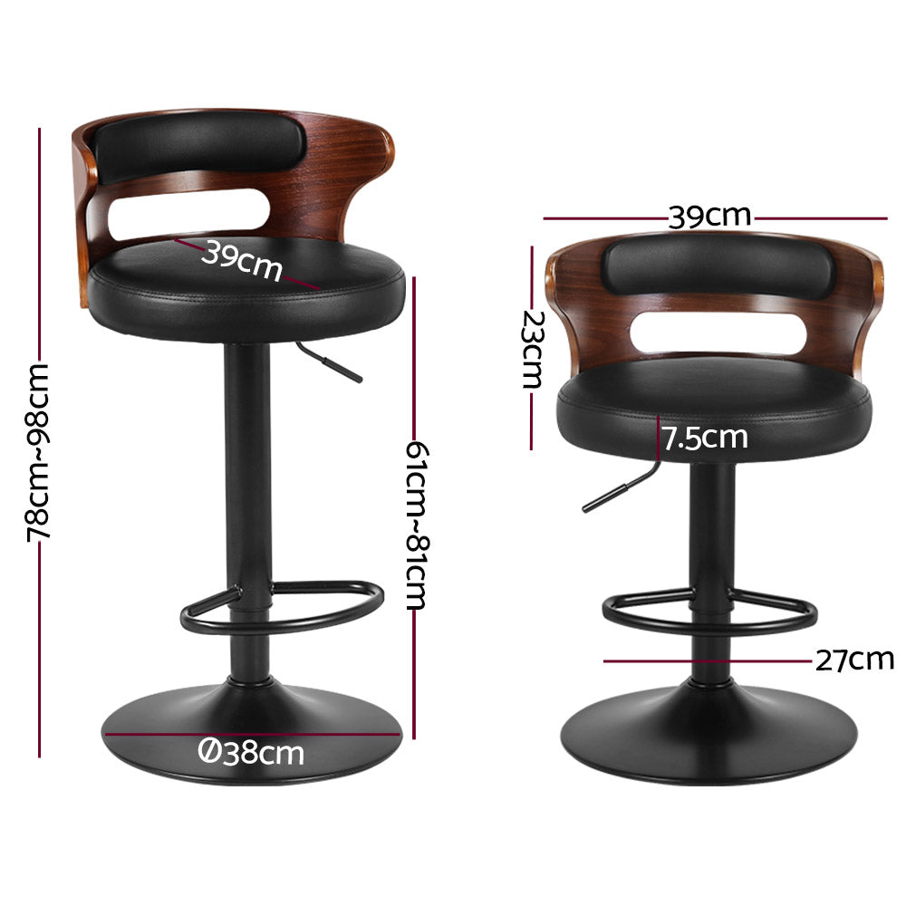 Bar Stools x 2 Gas Lift Faux Leather
