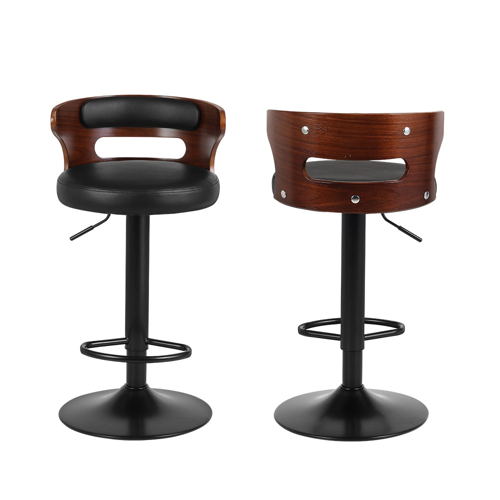 Bar Stools x 2 Gas Lift Faux Leather