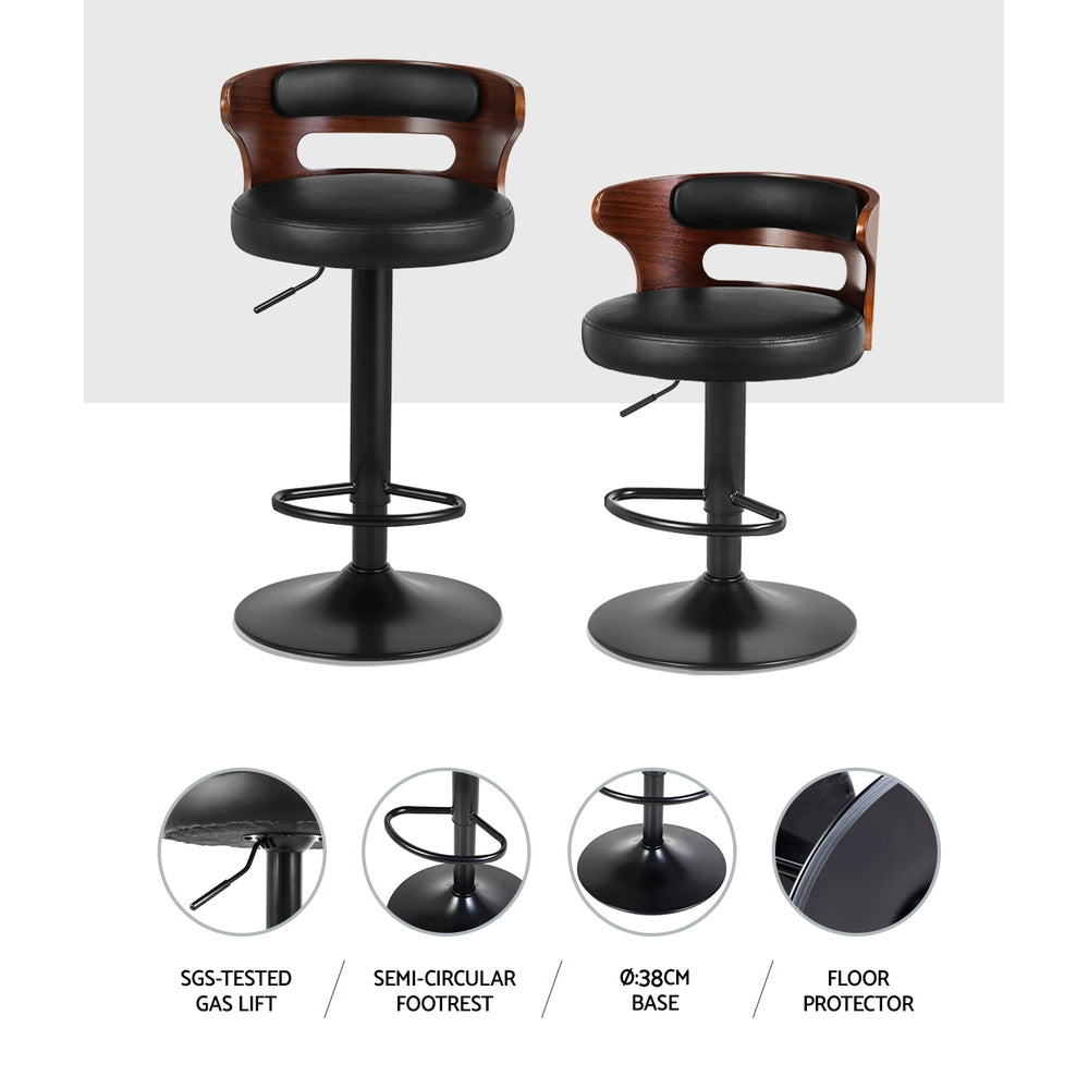 Bar Stools x 2 Gas Lift Faux Leather