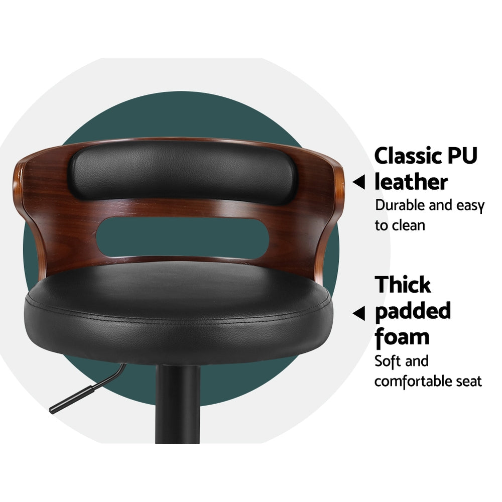 Bar Stools x 2 Gas Lift Faux Leather