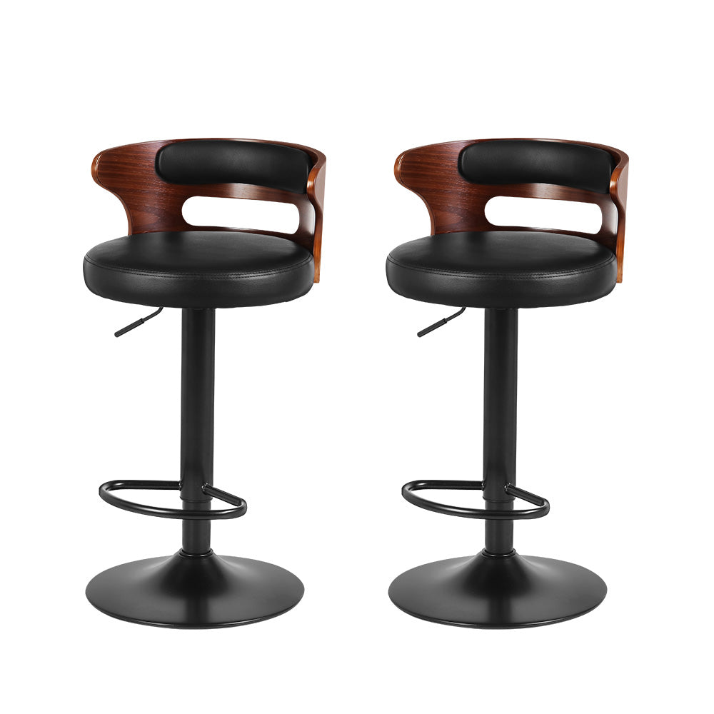 Bar Stools x 2 Gas Lift Faux Leather