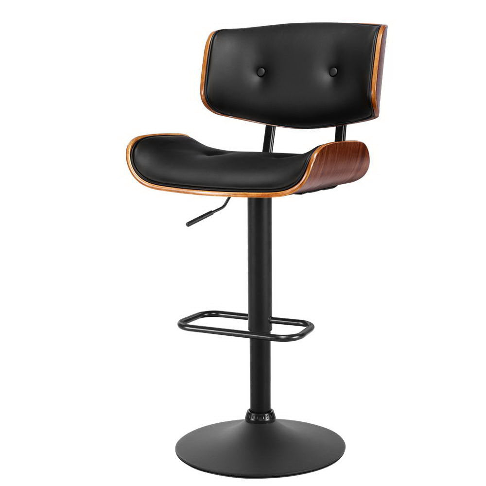 Bar Stools Gas Lift Leather - Black