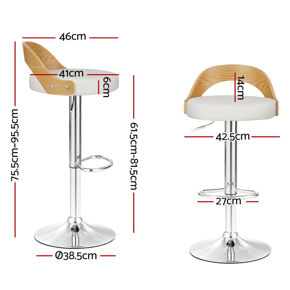 Bar Stools x 4 Adjustable PUu Leather White