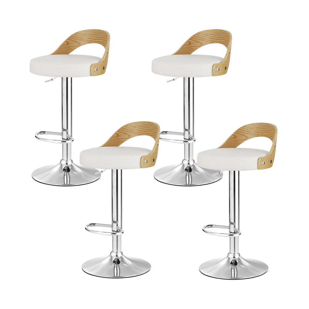 Bar Stools x 4 Adjustable PUu Leather White