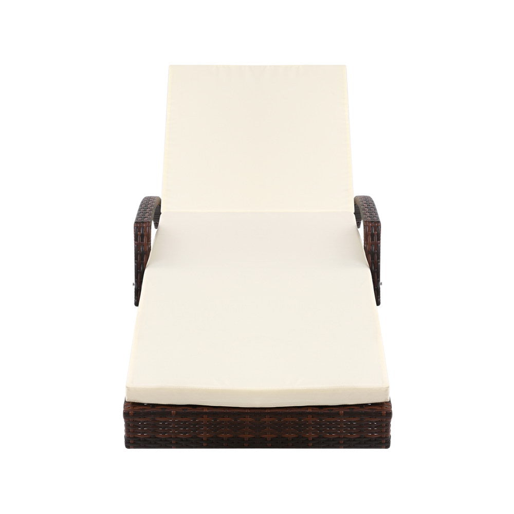 Sun Lounge x 2 PC Wicker - Brown