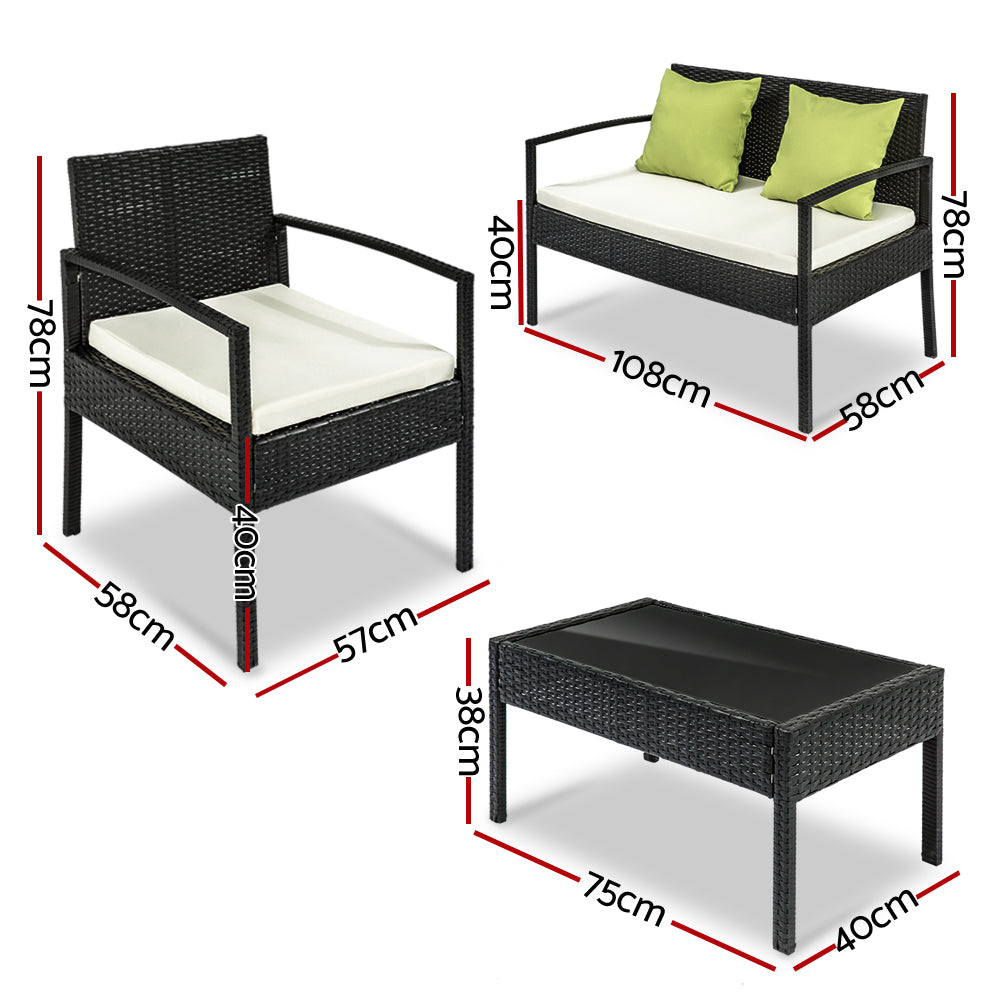 Outdoor Setting - Black Wicker