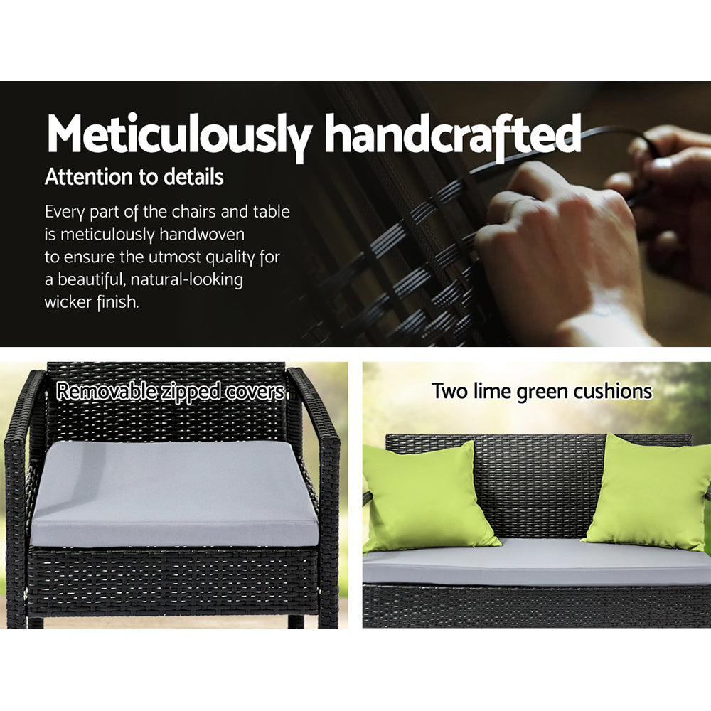 Outdoor Setting - Black Wicker