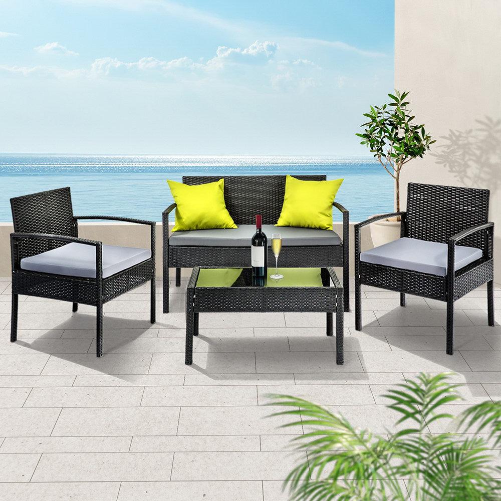 Outdoor Setting - Black Wicker