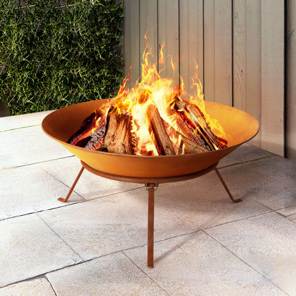 70cm Fire Pit Rustic 70cm Iron Bowl Outdoor