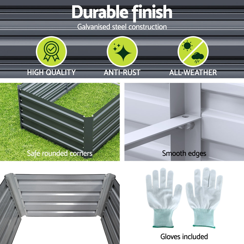 Garden Bed 320X80X45cm Planter Box Raised Container Galvanised Herb