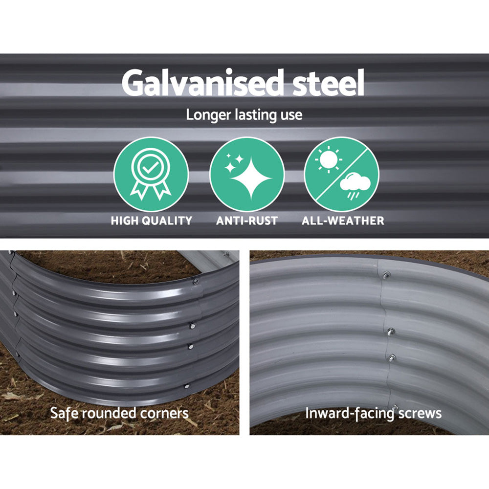 Garden Bed 160X80X42cm Oval Planter Box Galvanised