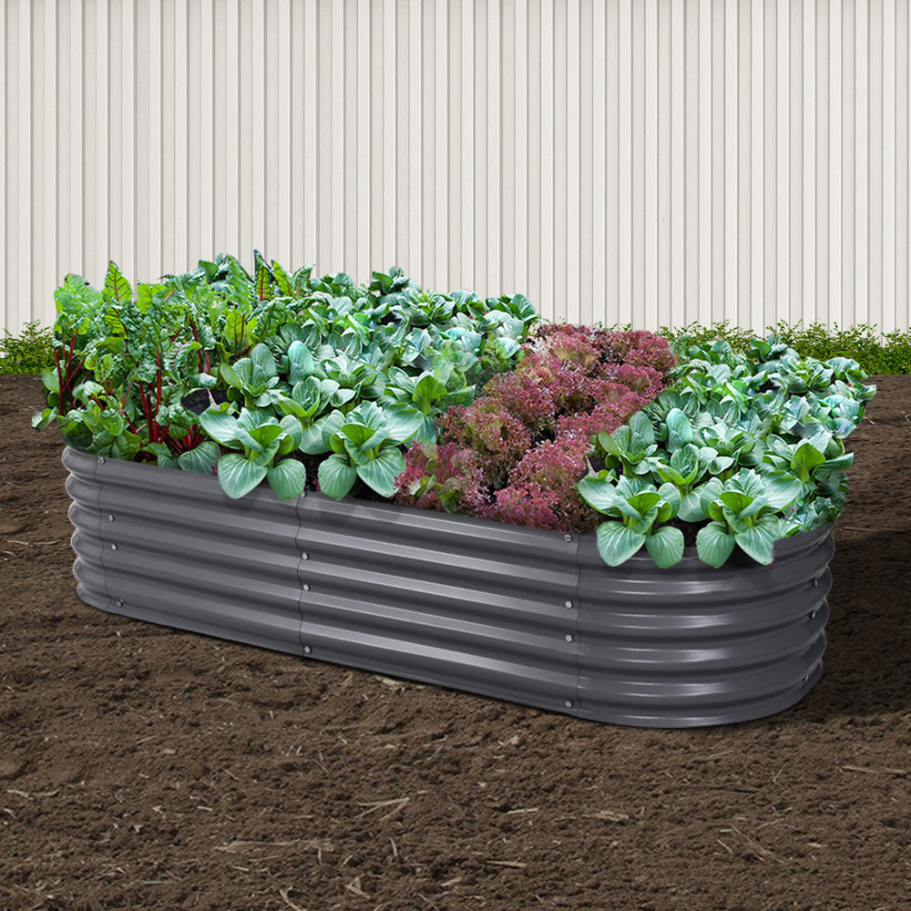 Garden Bed 160X80X42cm Oval Planter Box Galvanised