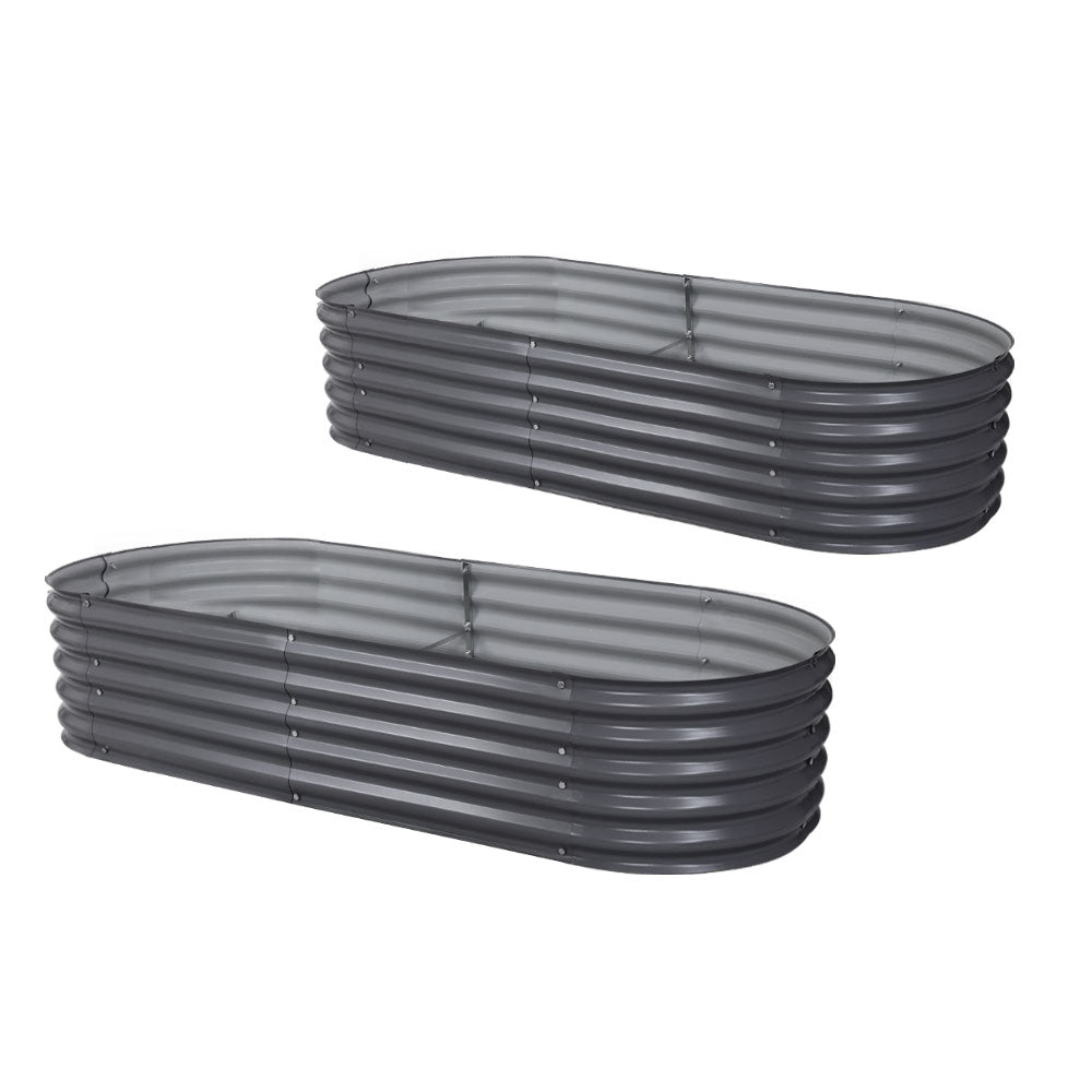 Garden Bed 2x Raised 160X80X42cm Oval - Galvanised