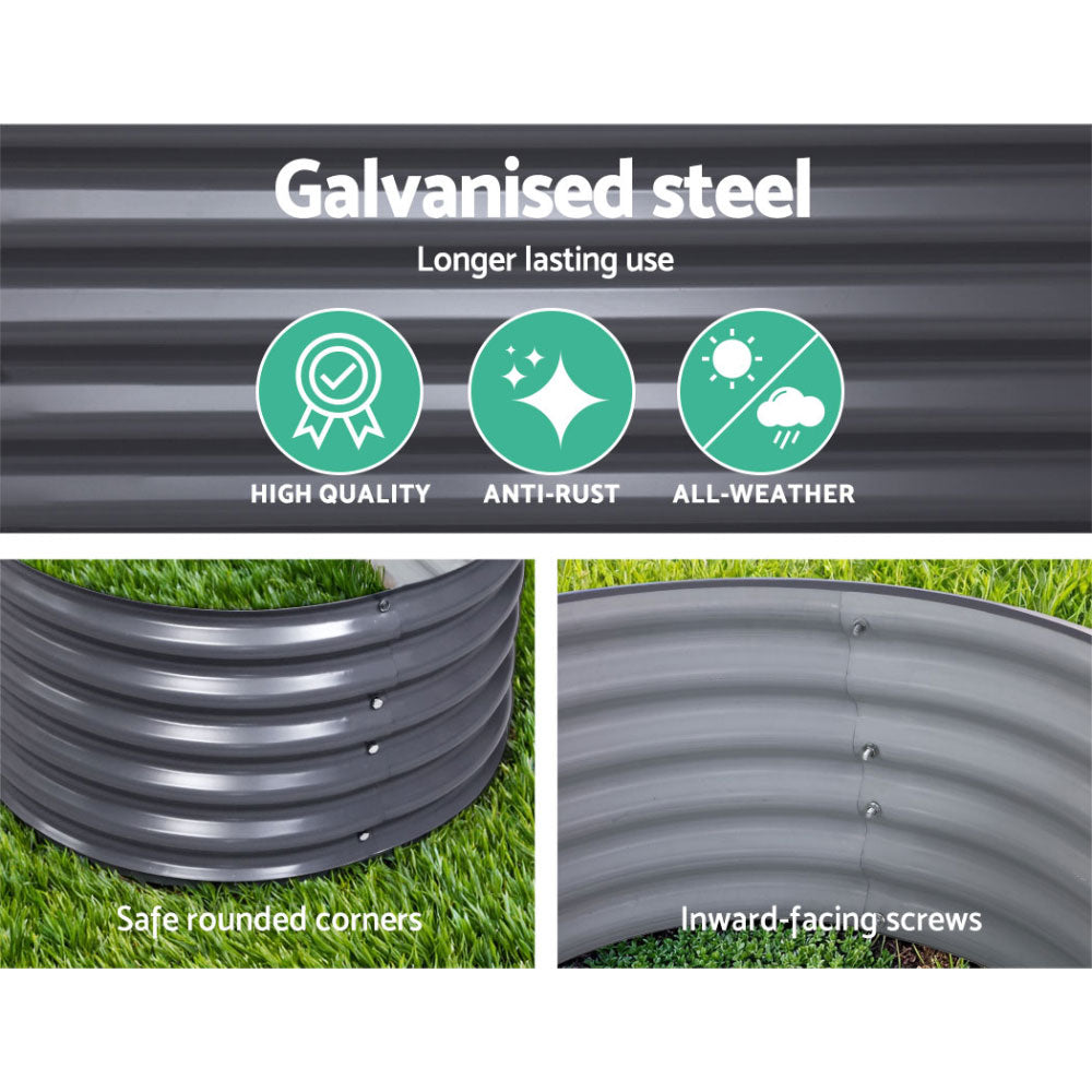 Garden Bed 2x Raised 160X80X42cm Oval - Galvanised