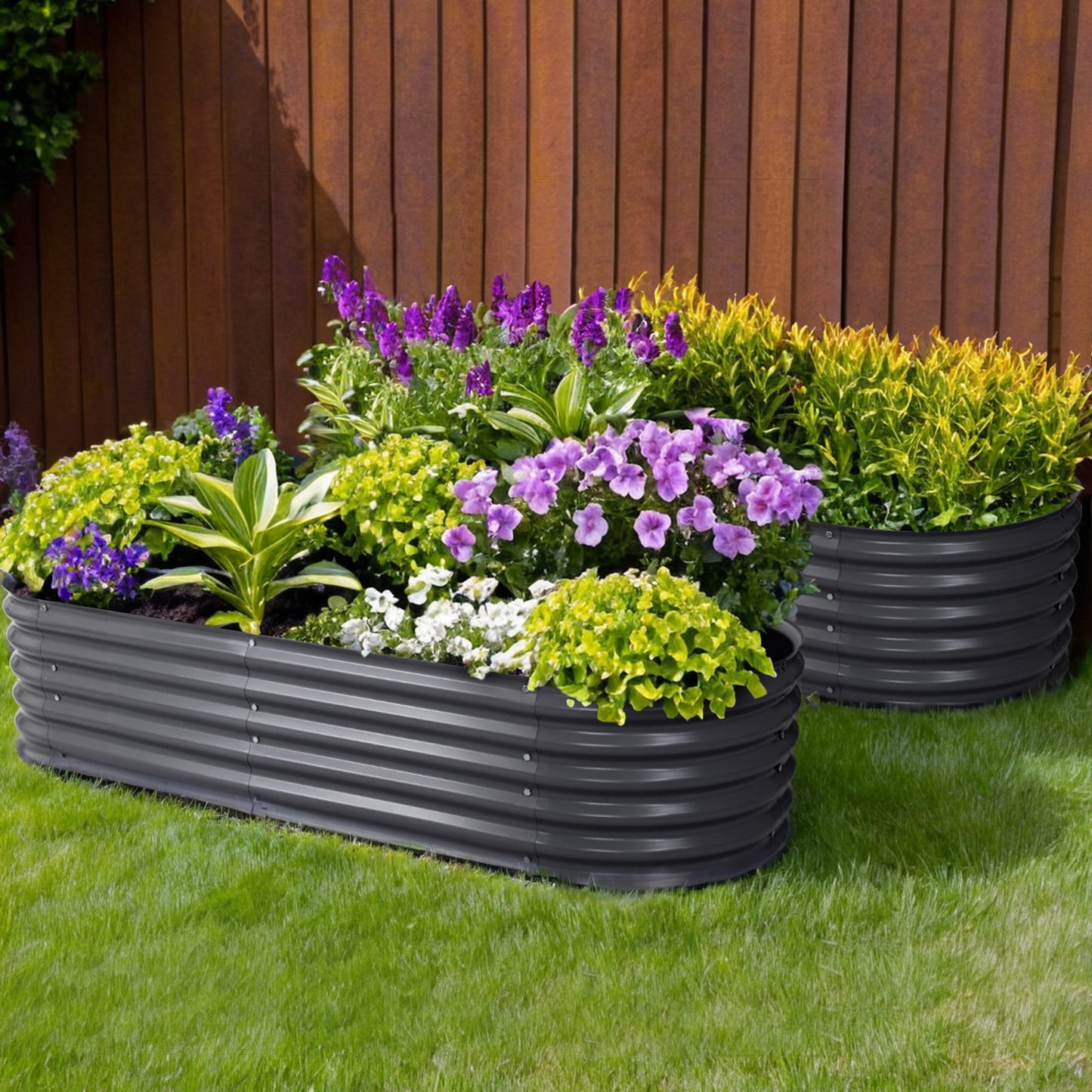 Garden Bed 2x Raised 160X80X42cm Oval - Galvanised