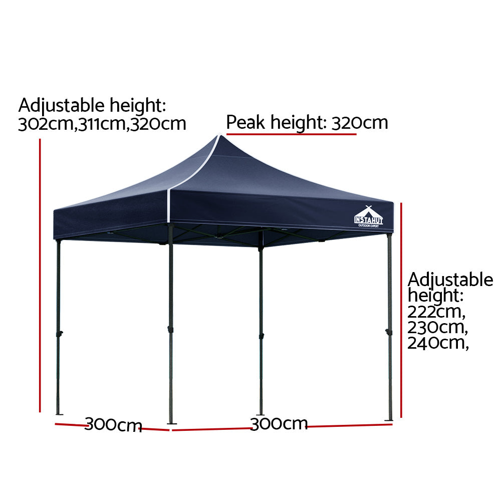 Gazebo Pop Up 3x3m w/Base Podx4 Navy