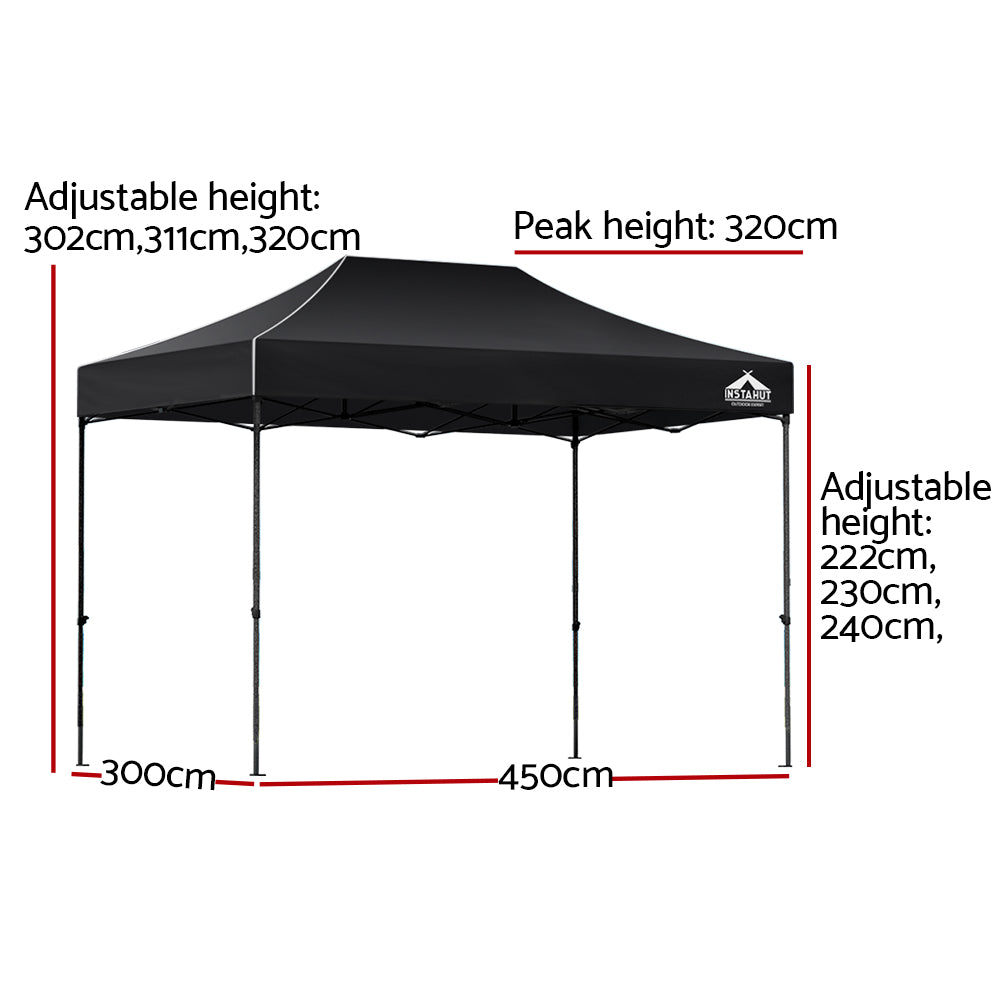 Gazebo Pop Up 3x4.5 - Black