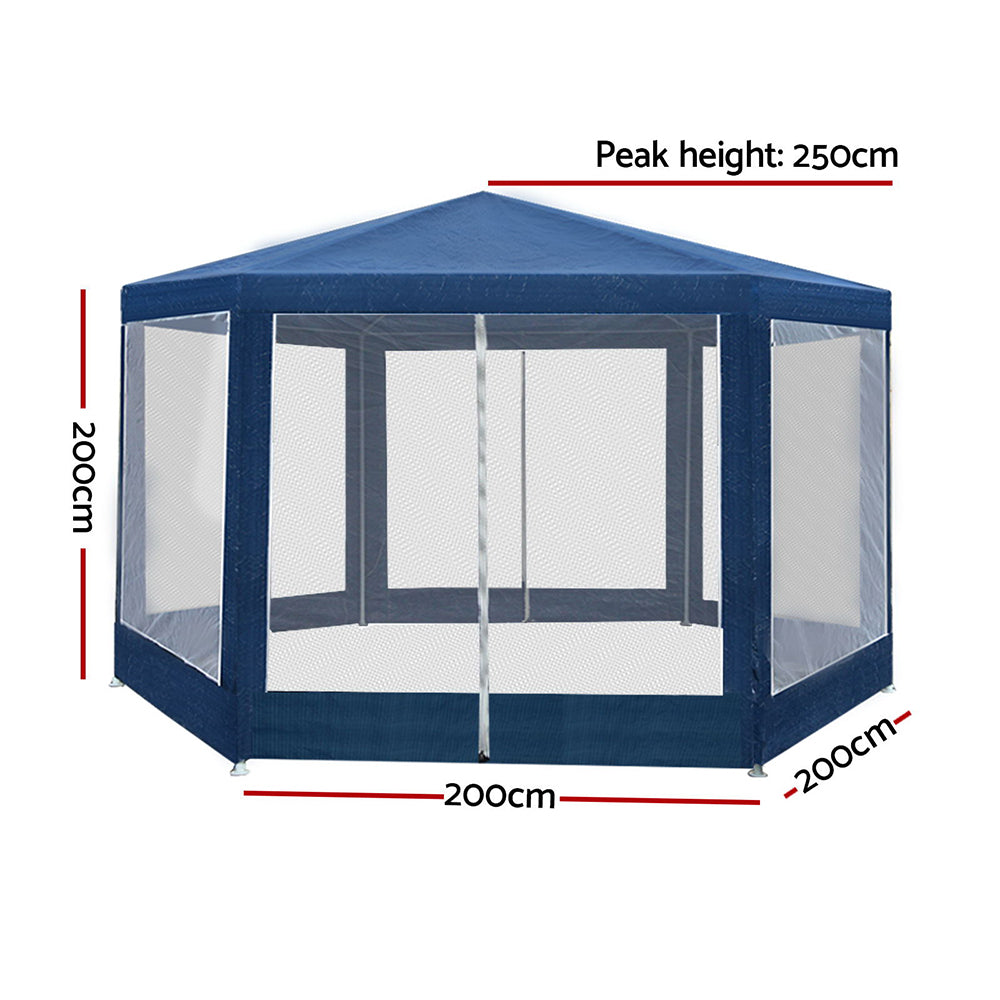 Gazebo 2x2m with Mesh Walls - Navy