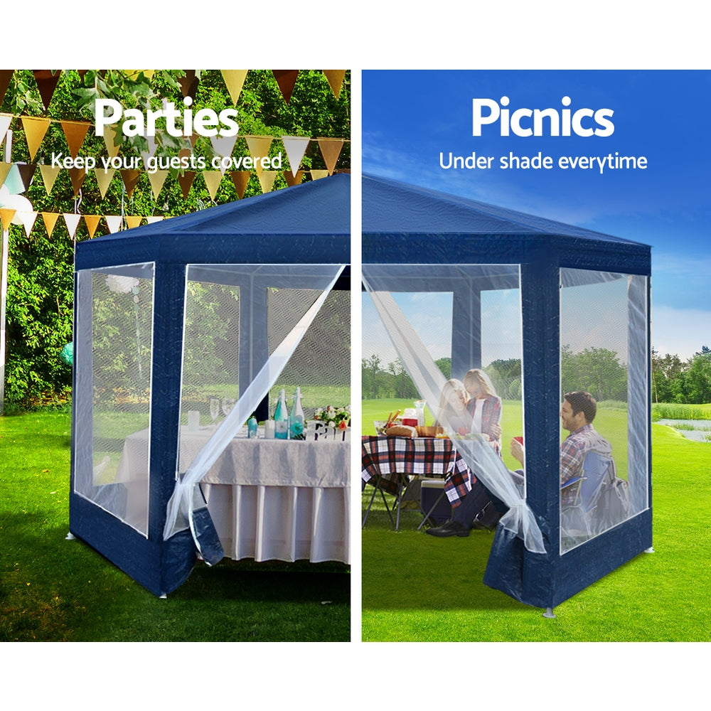 Gazebo 2x2m with Mesh Walls - Navy