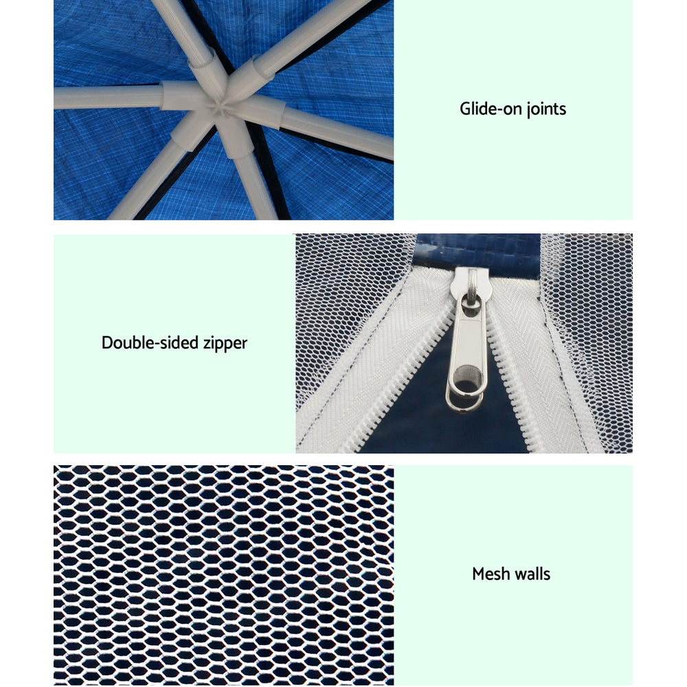 Gazebo 2x2m with Mesh Walls - Navy