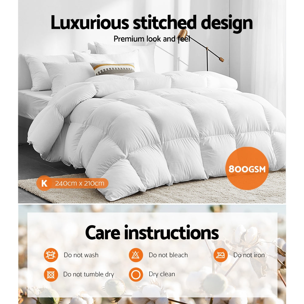 Goose Down Feather Quilt 800GSM - King