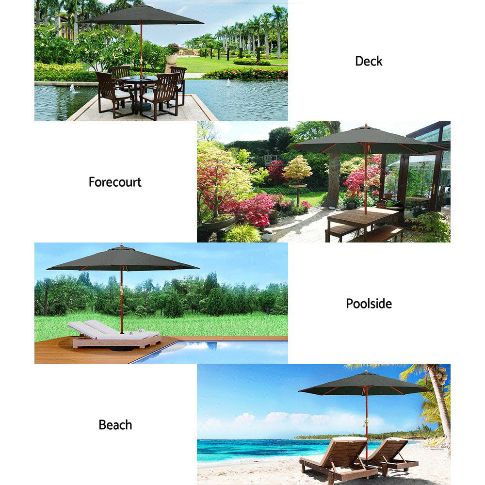 Outdoor Umbrella Pole 3m- Charcoal