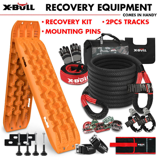 Recovery Tracks  Kit Kinetic Recovery Rope Snatch Strap / 2PCS Recovery Tracks 4WD Mounting Pins Gen3.0