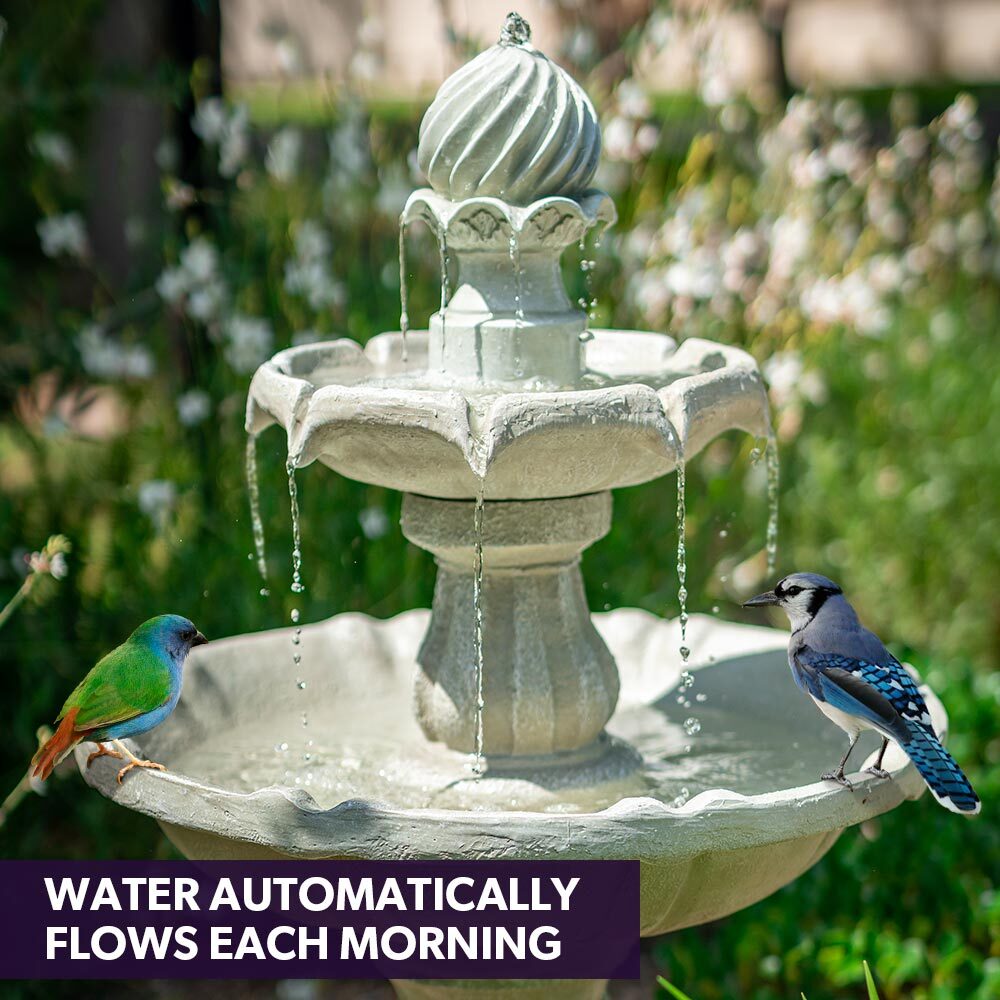 Water Fountain 3 Tier Solar Powered - Light Grey