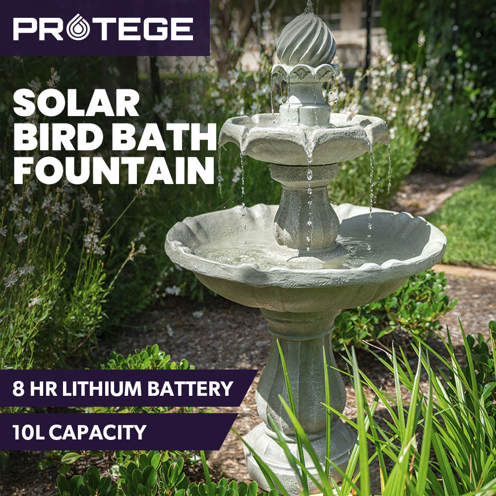 Water Fountain 3 Tier Solar Powered - Light Grey