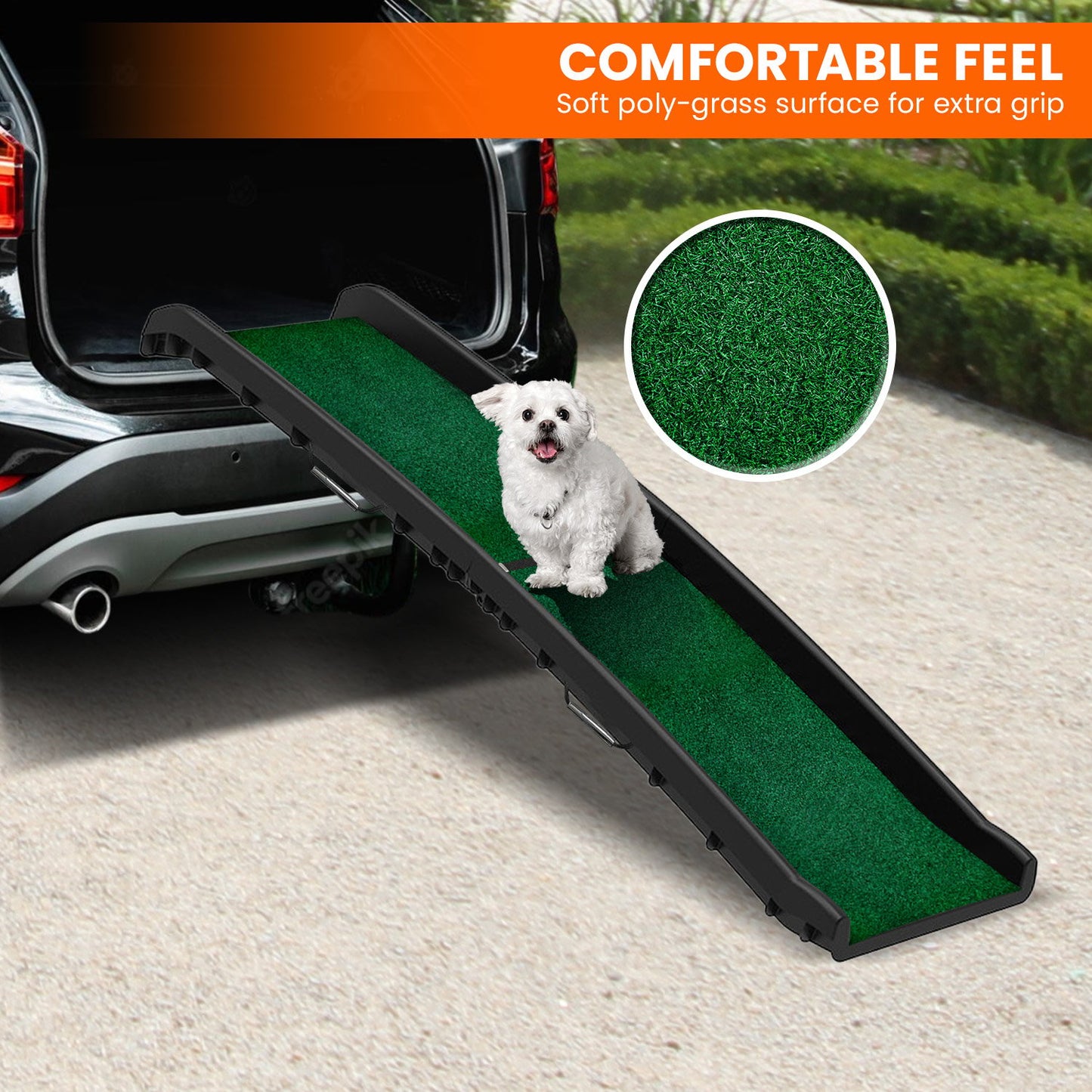 Dog Ramp Foldable Plastic with Synthetic Grass