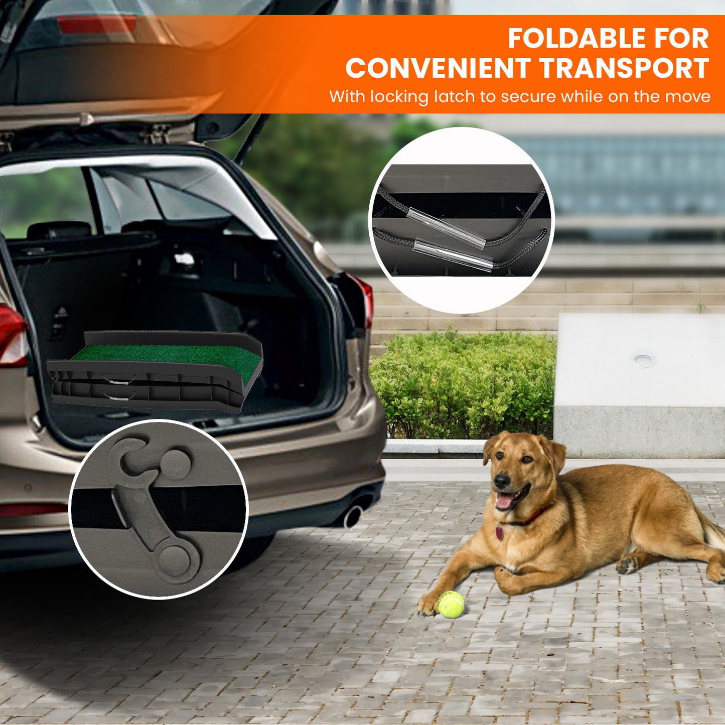 Dog Ramp Foldable Plastic with Synthetic Grass