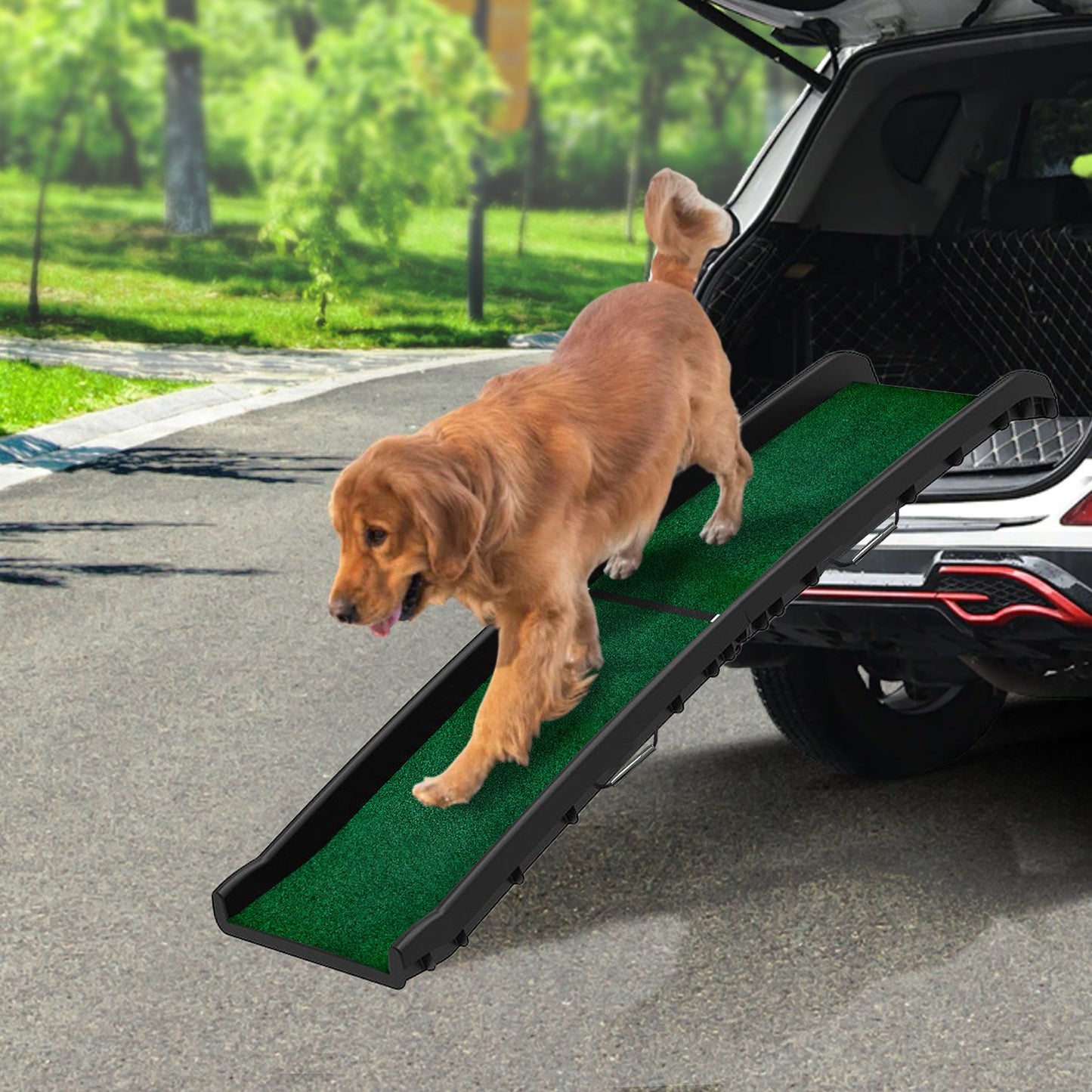 Dog Ramp Foldable Plastic with Synthetic Grass