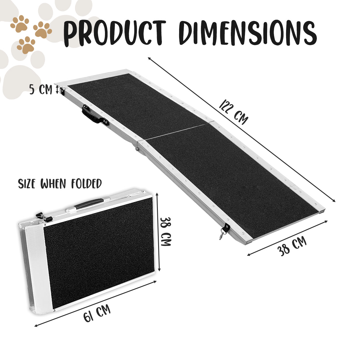Dog Ramp Foldable Aluminium- 122 x 38 cm