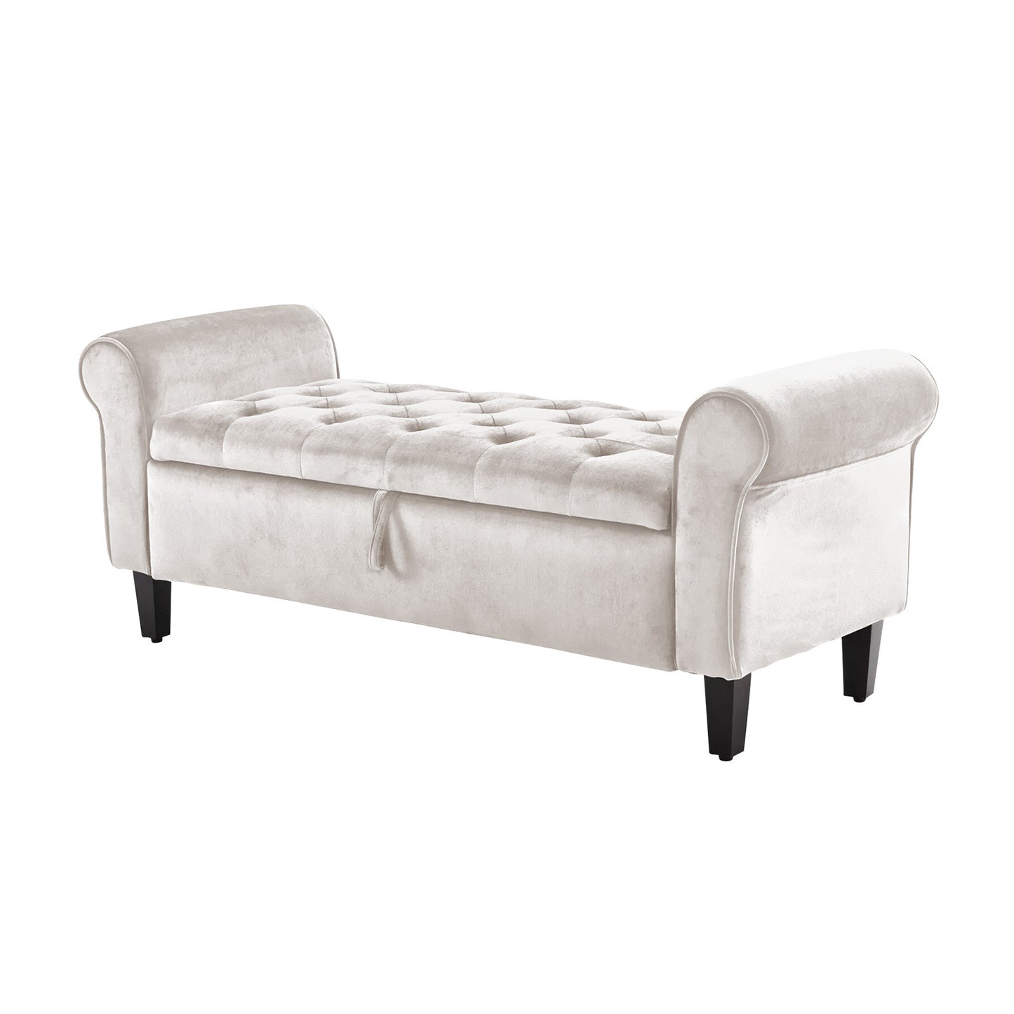 Ottoman Stool Arm Bench Seat 132cm Velvet - Beige