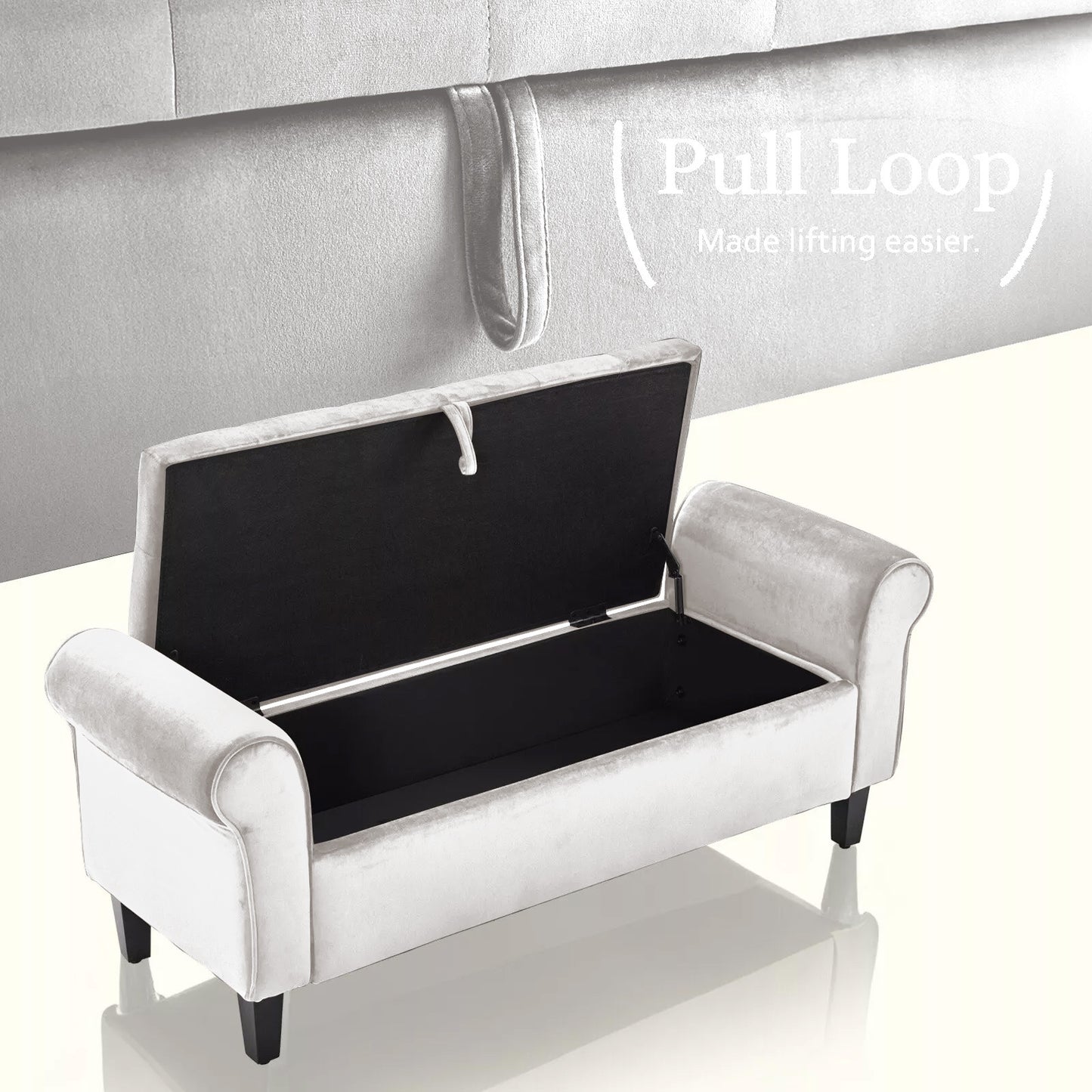 Ottoman Stool Arm Bench Seat 132cm Velvet - Beige