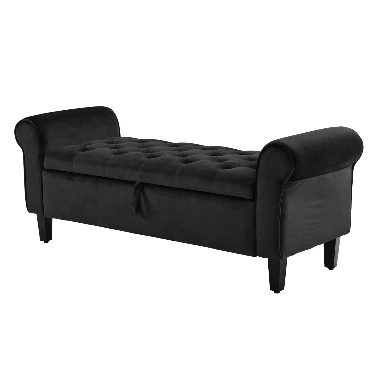 Ottoman Storage - 132cm Velvet BLACK