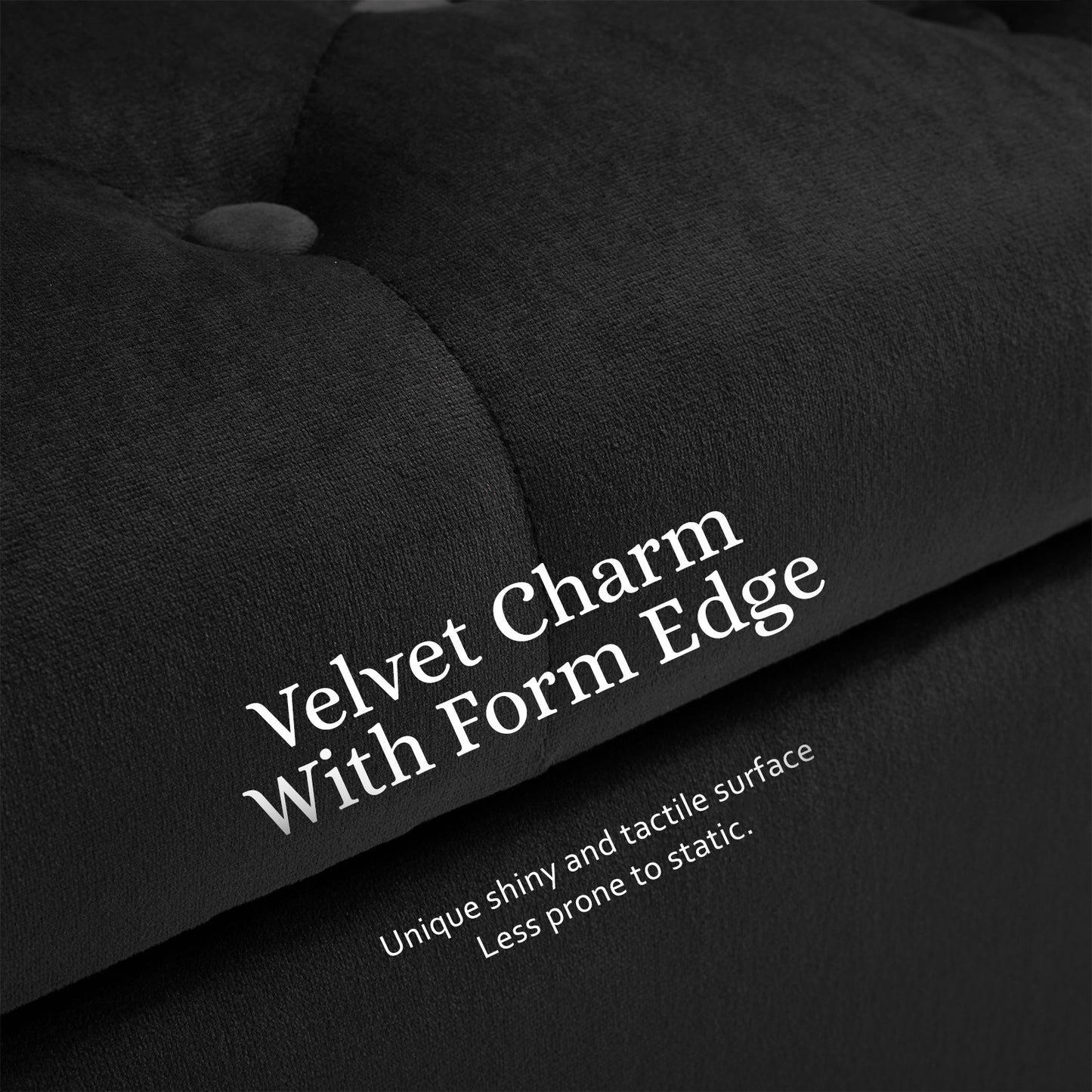 Ottoman Storage - 132cm Velvet BLACK