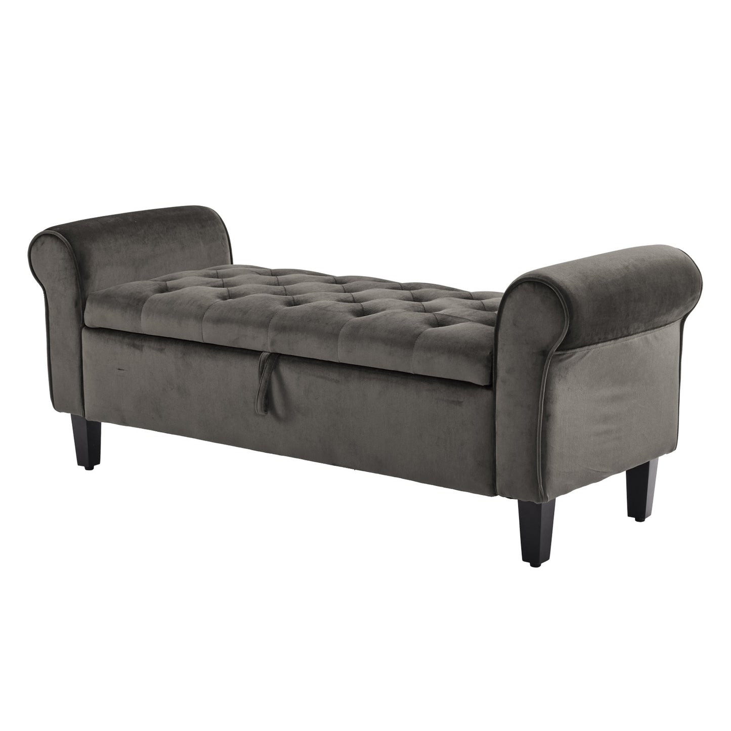Ottoman Storage Bench Seat 132cm Velvet GREY