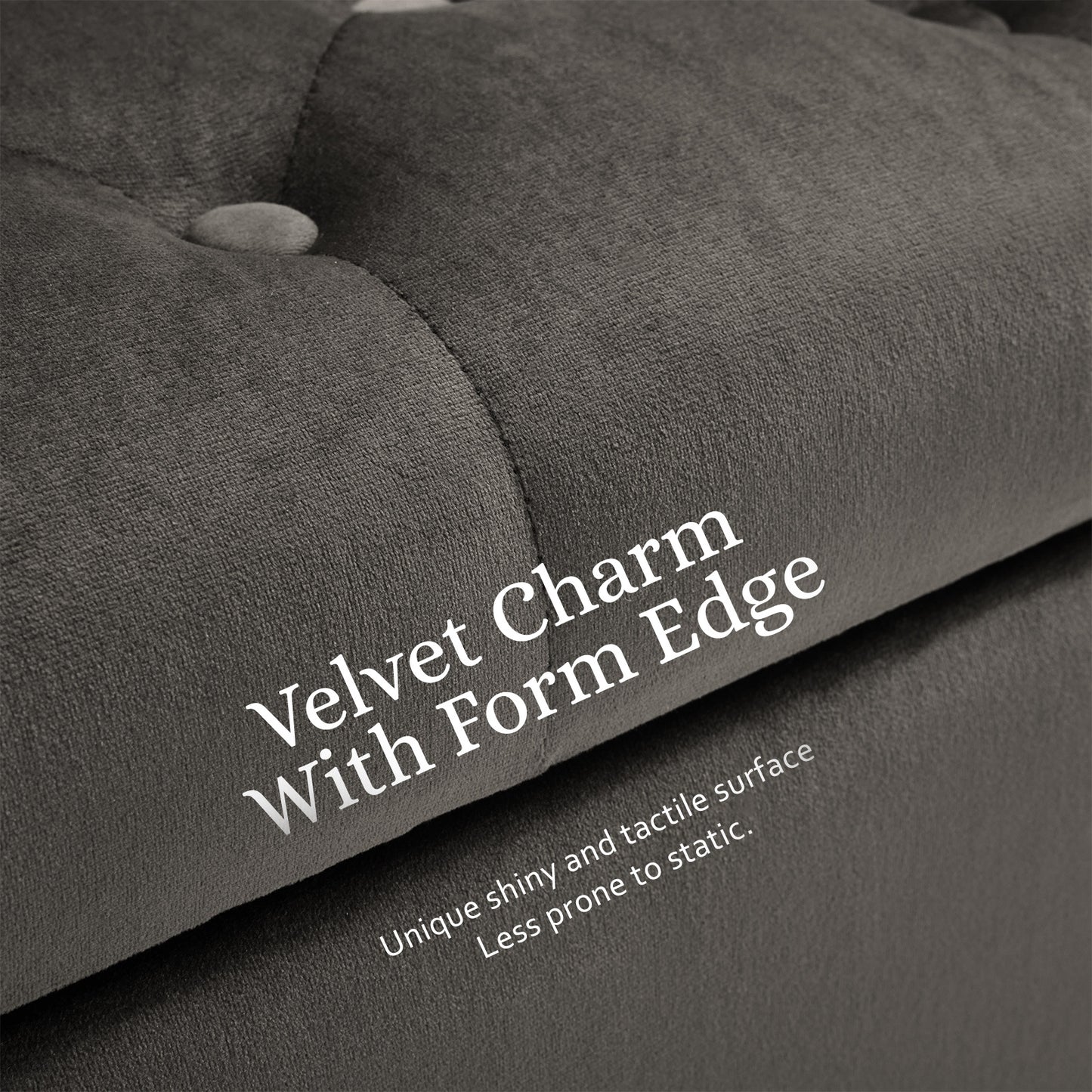 Ottoman Storage Bench Seat 132cm Velvet GREY