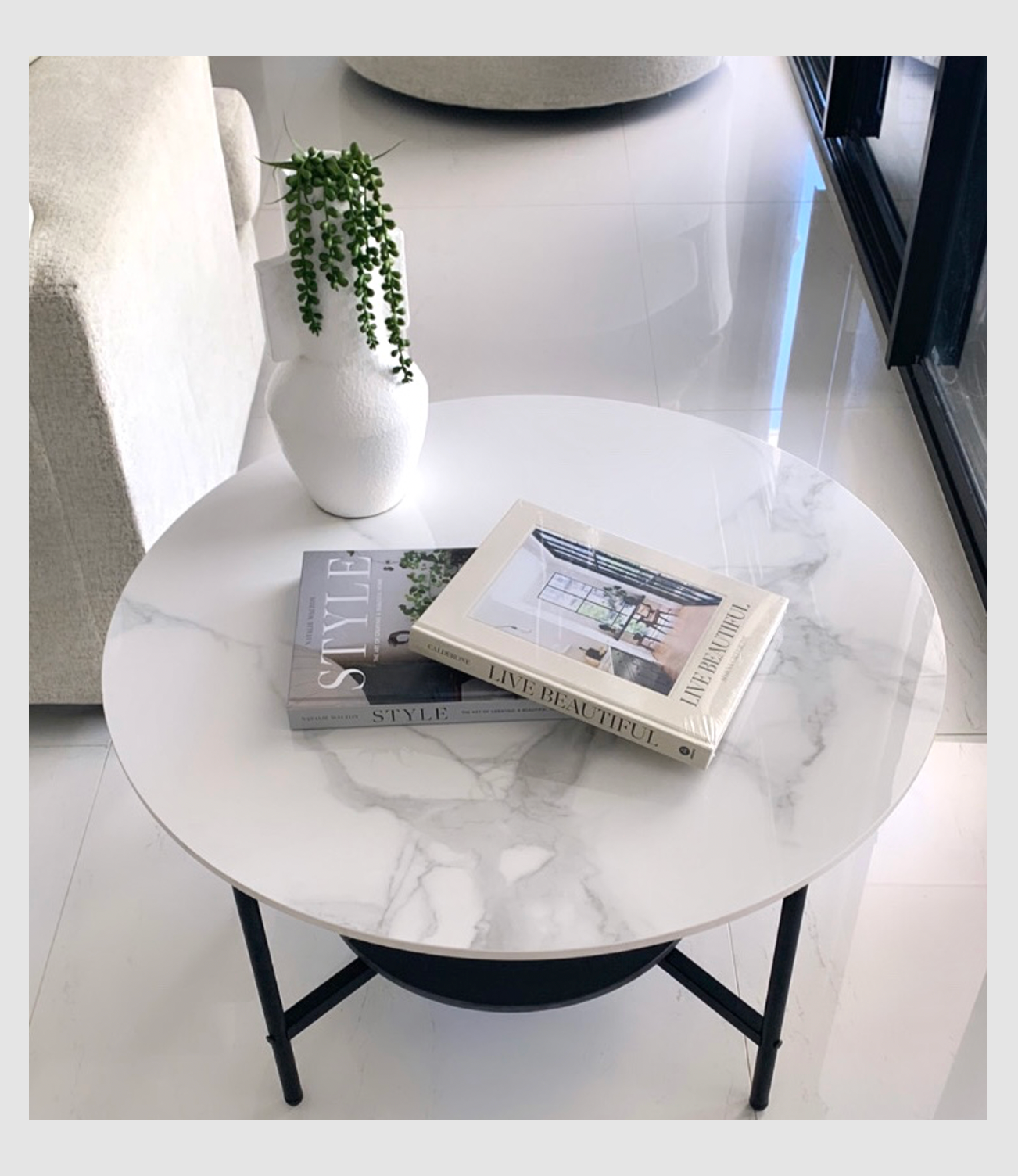 Coffee Table - Round Two Tier Stone