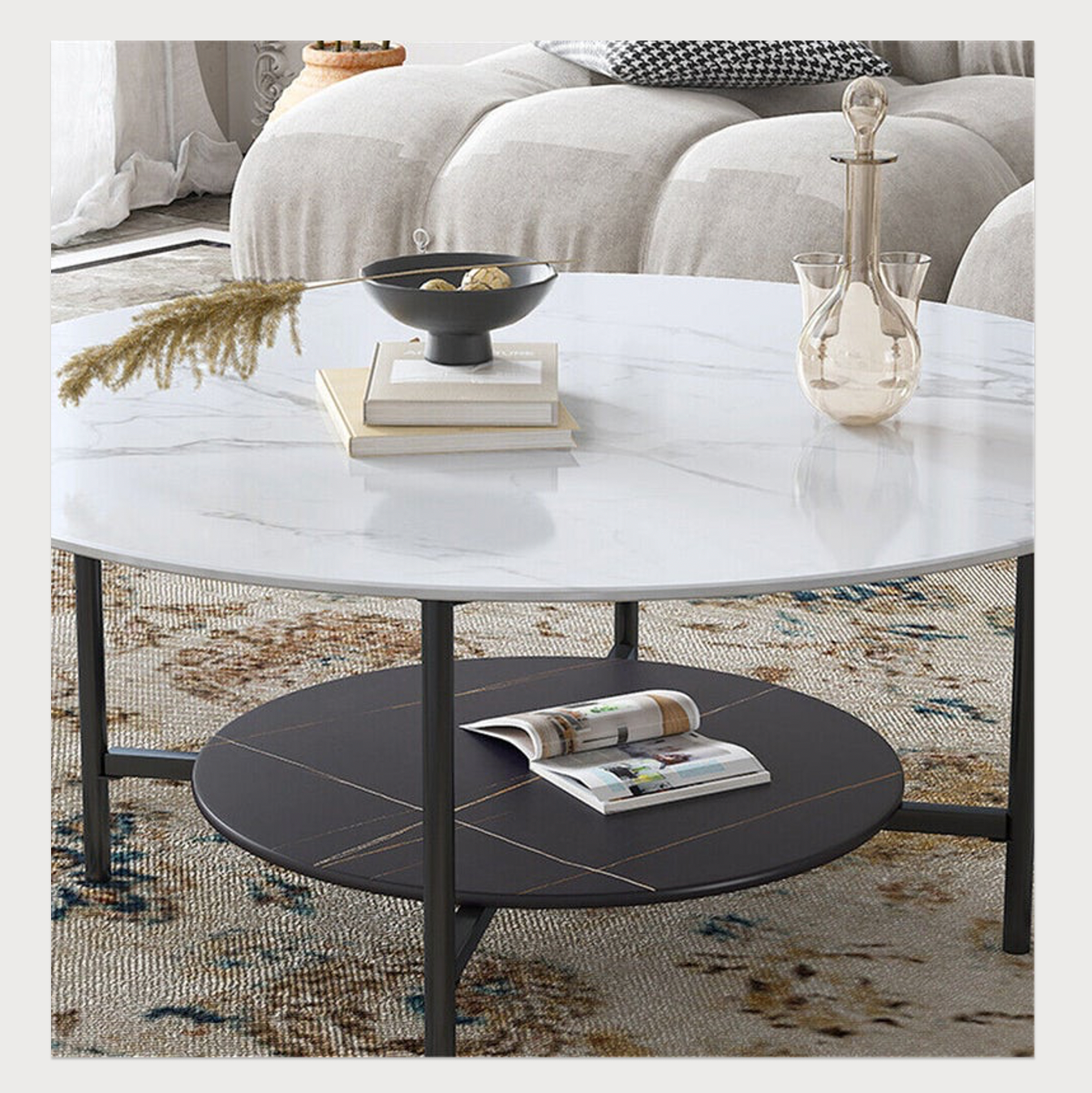 Coffee Table - Round Two Tier Stone