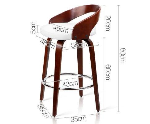 Set of 2 Cherry Wood Bar Stools