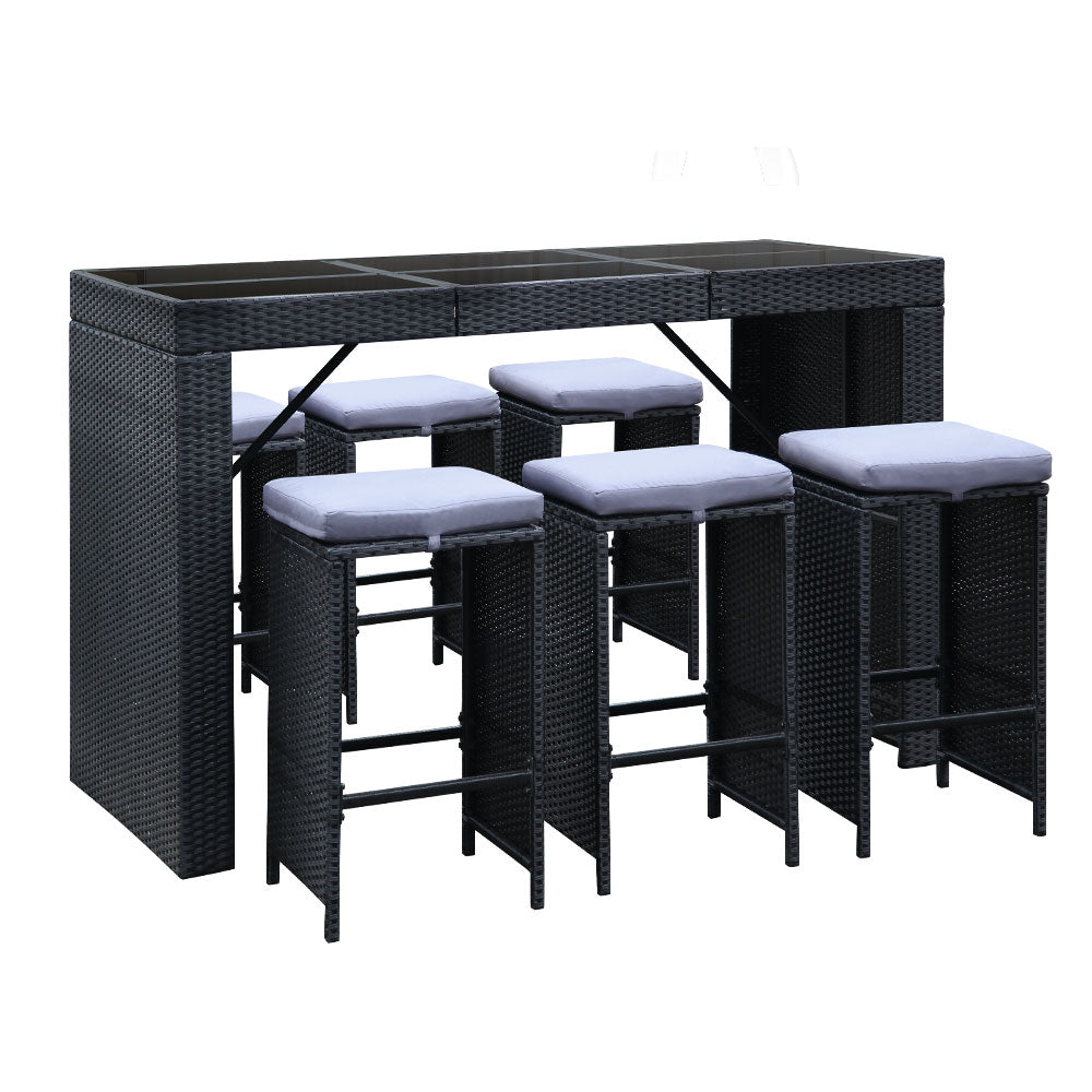 Bar Table Set - 7 Piece -Black