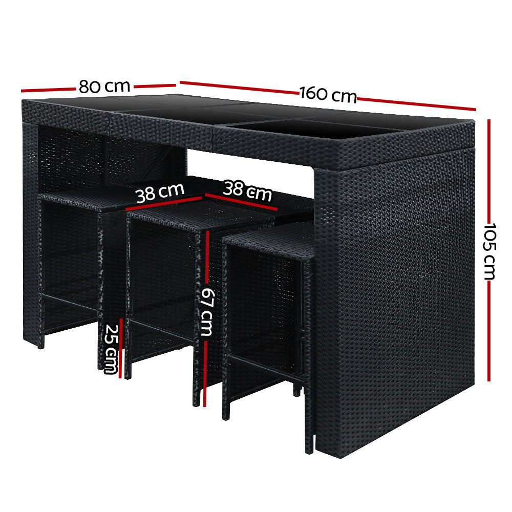 Bar Table Set - 7 Piece -Black