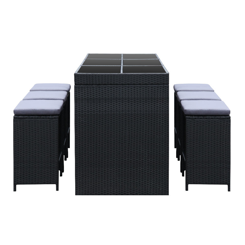 Bar Table Set - 7 Piece -Black