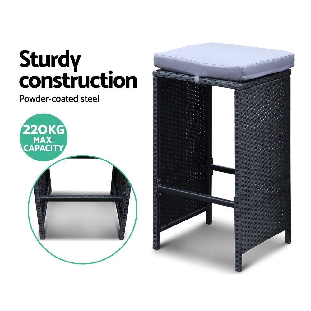 Bar Table Set - 7 Piece -Black