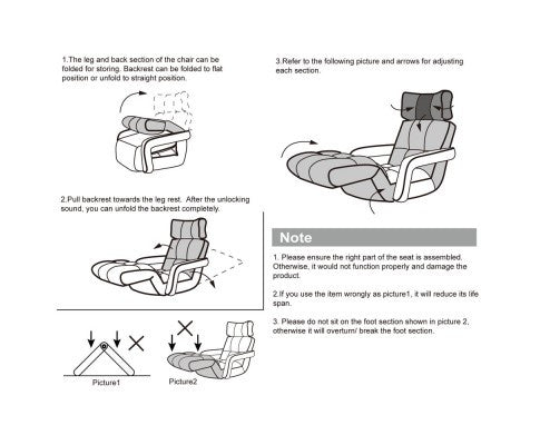 Lounger with Arms Adjustable – Charcoal