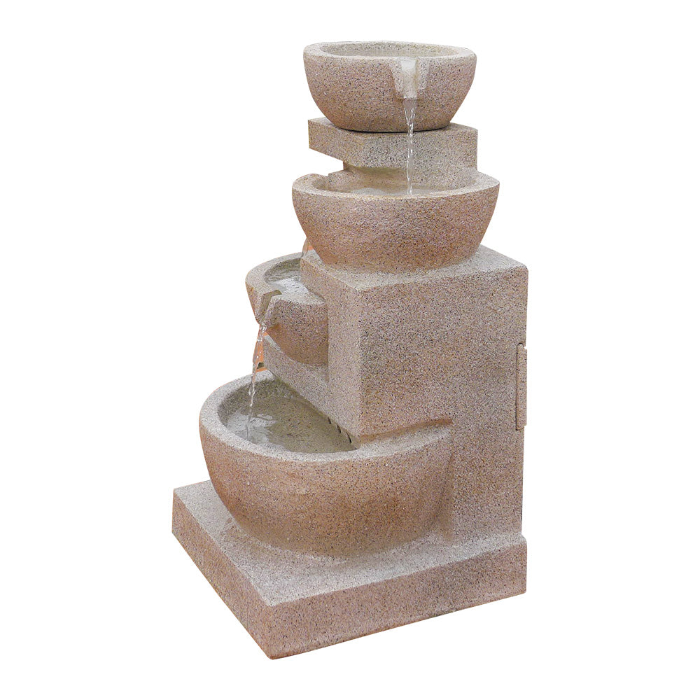 Water Fountain with Light - 4 Tier Solar Powered -Sand Beige