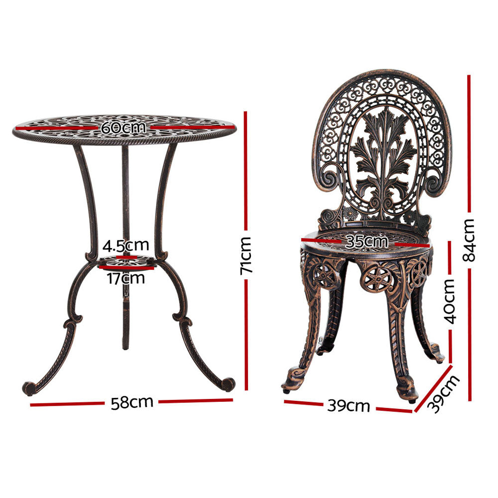 Outdoor Setting - 3PC Aluminium Bronze