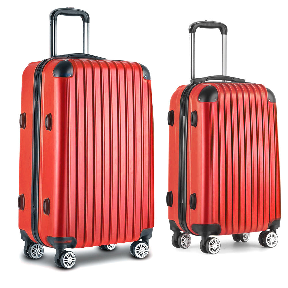 Suitcase Sets Trolley 2pc - Travel TSA Hard Red